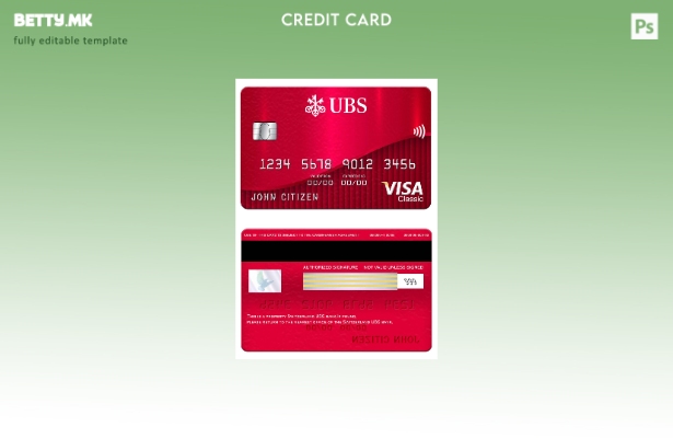 Модерен стил Швајцарија UBS банка виза шаблон класична картичка